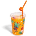 12oz Kids Cups, Thermoformed, with Lids and Straws, Dinosaur Theme