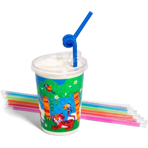 [502JNG] 12oz Kids Cups, Thermoformed, with Lids and Straws, Jungle Theme