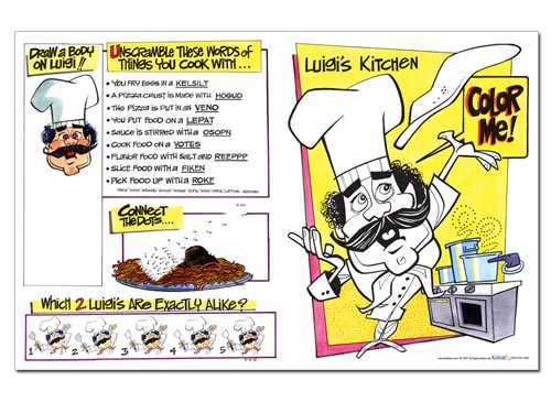 Luigi's Food Fun Facts.  4-Page Activity Book.
