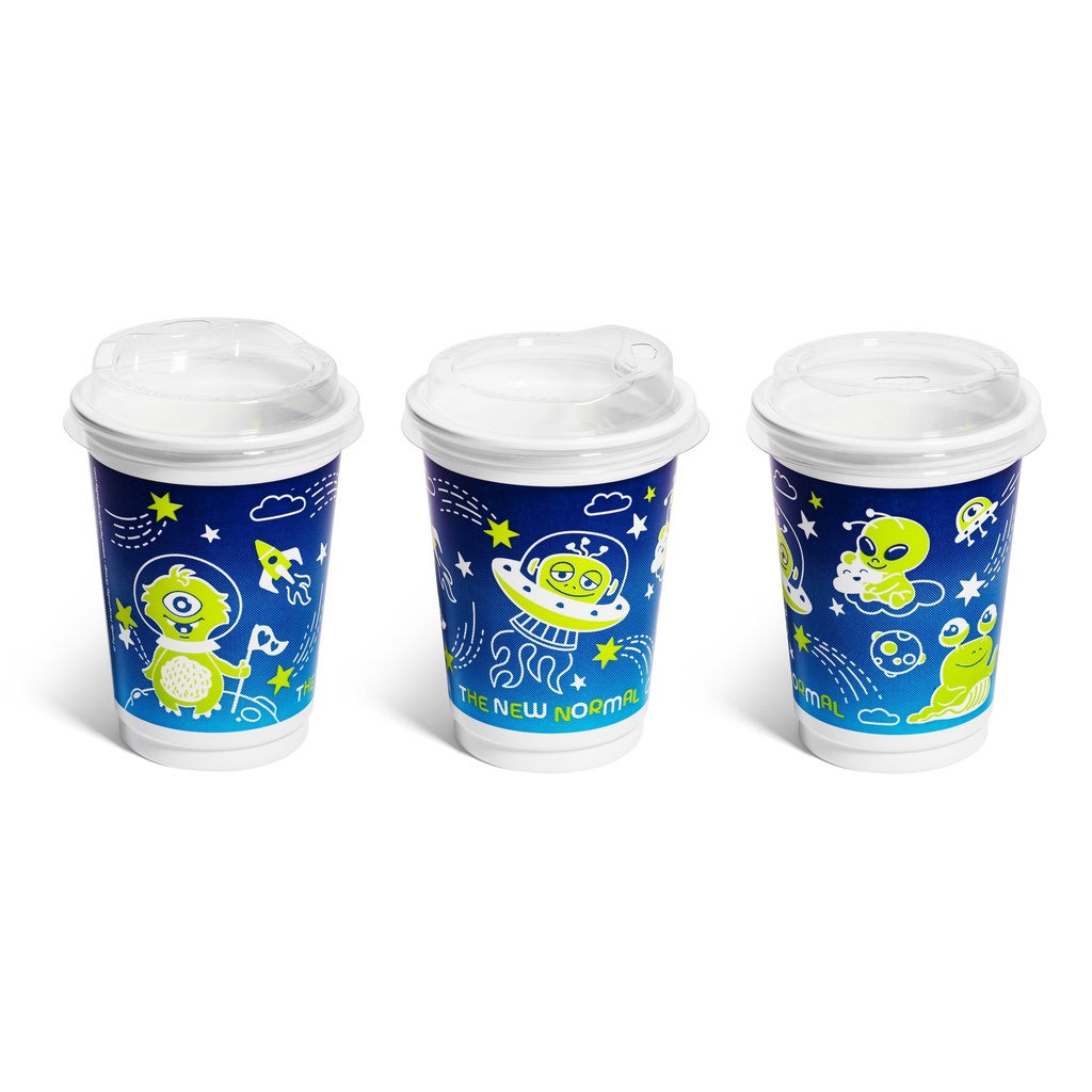 Kids' Value-Line 12oz Cup Kits "Aliens" Theme White TF PP Plastic