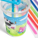 12oz Kids Cups, Thermoformed, with Lids and Straws - Farm Theme