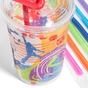 12oz Kids Cups, Thermoformed, with Lids and Straws - Active Theme