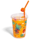 12oz Kids Cups, Thermoformed, with Lids and Straws - Dinosaur Theme