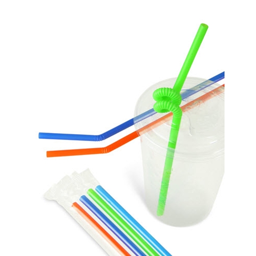 Colorful straws, Bendy, Individually Wrapped