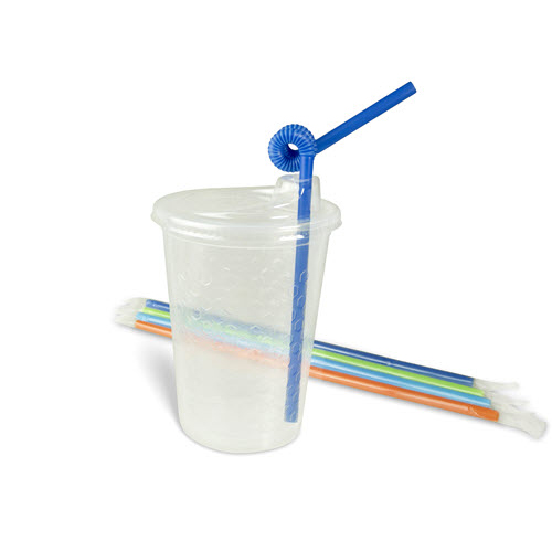 Undecorated Cup Kits with Thermoformed 12oz Cup, Lids, Straws - 250qty