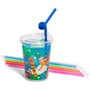 12oz Kids Cups, Thermoformed, with Lids and Straws - Jungle Theme