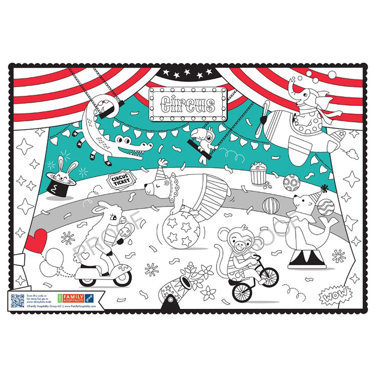 10x14" Paper Placemats, Circus Theme, Retail Carton