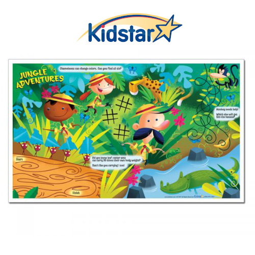 Jungle Adventures Children's Placemats, 8 1/2 x 14" with area for customizing on back