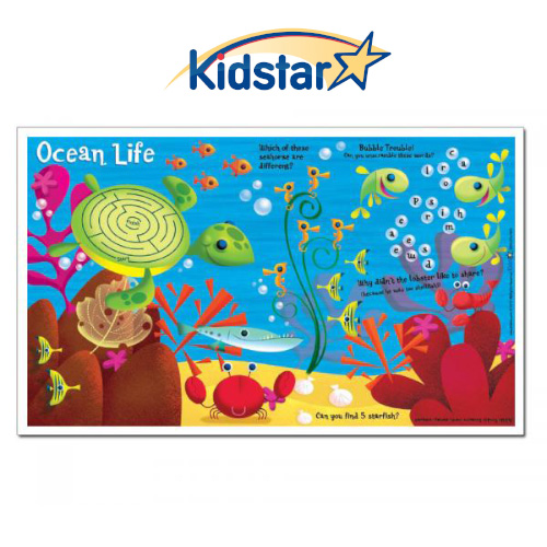 Mini Ocean Life children's placemats, 8.5x14in