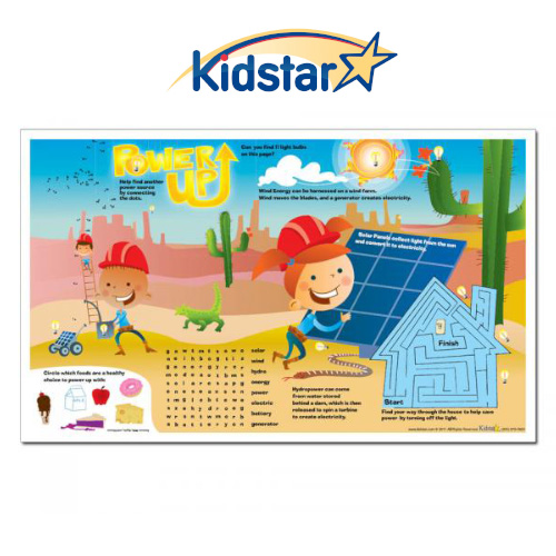 Power Up children's placemats in 8.5x14in