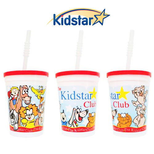 KS-CUP/STR Kidstar Kid Club Cups with lid and straw, case of 250.