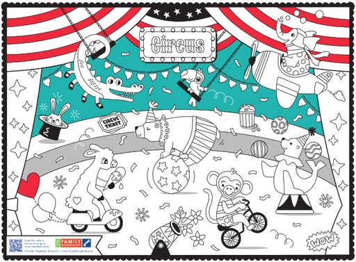 [310-CRC(500)] 10x14" Paper Placemats, Circus Theme, Retail Carton