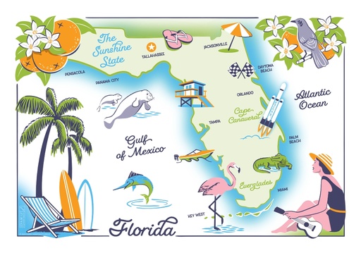 [9514FL] Florida Theme Placemats 9.5x14in 1M