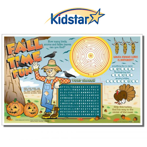 [317-FTF(500) [replaces KS-125]] Fall Time Fun Children's Placemats 11 X 17