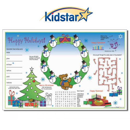 [317-HHL(500) [replaces KS-107H]] Happy Holidays Children's Placemats 11 X 17