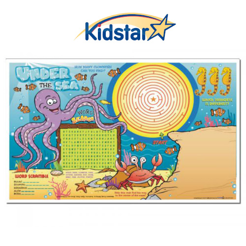 [317-SEA(500) [replaces KS-123]] Under the Sea full size children's placemats 11 X 17