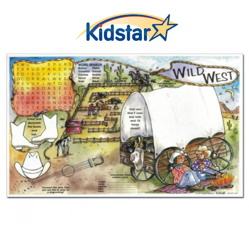 [317-WLW(500) [replaces KS-108]] Wild West Children's Placemats 11 X 17 (500pk)