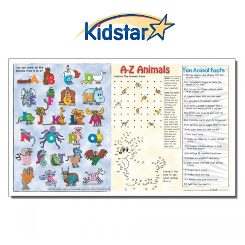 [384-A2Z(500) [replaces Mini-A-Z]] A-Z Children's Placemats, 8 1/2 X 14