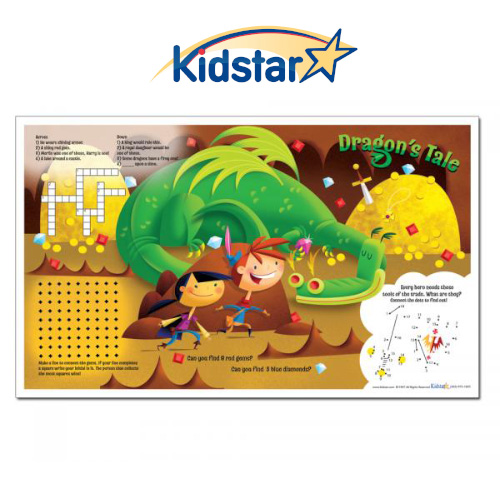 [384-DRG(500)] Dragon Adventures Children's Placemats, 8 1/2 x14"