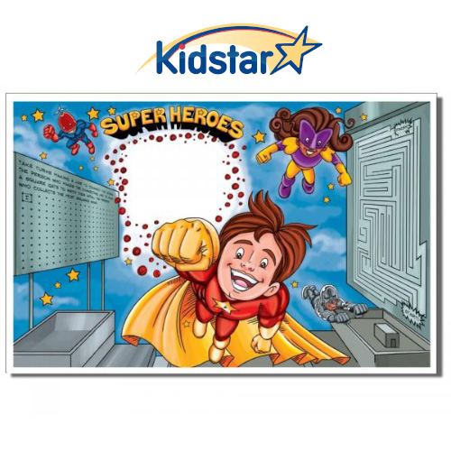 [384-HRO(500) [replaces Mini-Hero]] Mini Superheroes Children's 8.5x14in Placemat