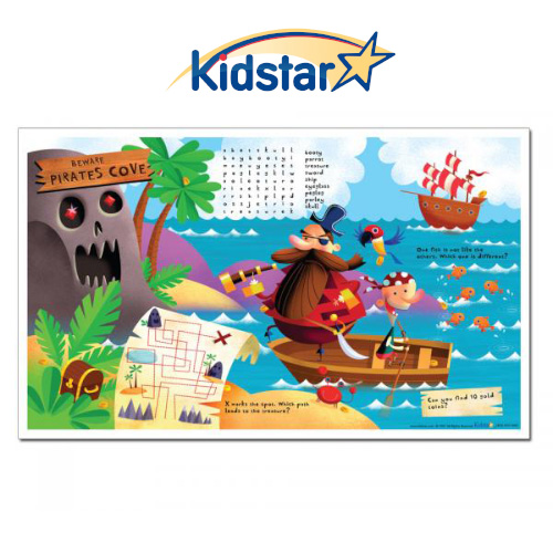 [384-PIR(500) [replaces Mini-Pirates]] Pirate Cove children's placemats, 8.5x14in