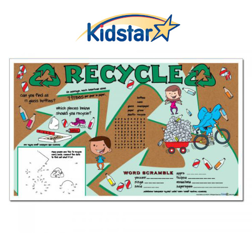 [384-RCY(500) [replaces Mini-Recycle]] Recycle children's placemats in 8.5x14in